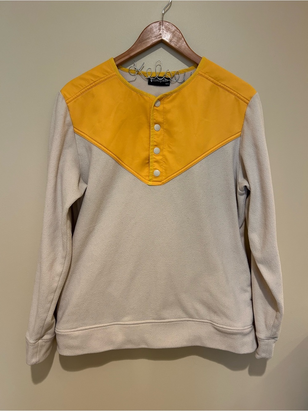 Cotopaxi Women’s Cream 1/4 Button Down Fleece Pullover with Yellow Top Size XL